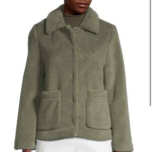 Rebecca Minkoff Harley Sage Green Faux Fur Teddy Coat size medium